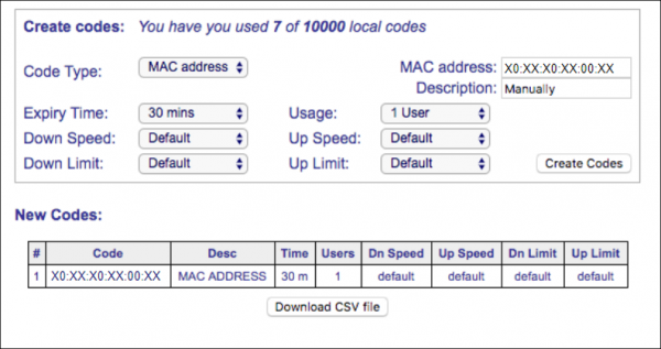 MAC adress codes