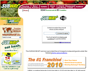 Subway hotspot login page