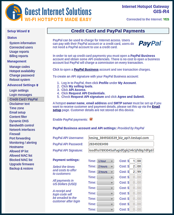 Guest Internet GIS-R4 Hotspot Gateway Billing Setup